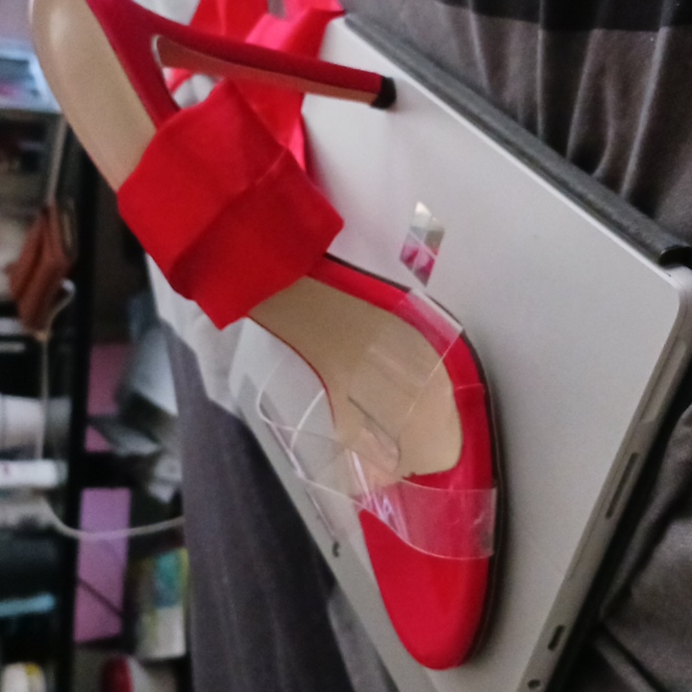 Red tie up heels